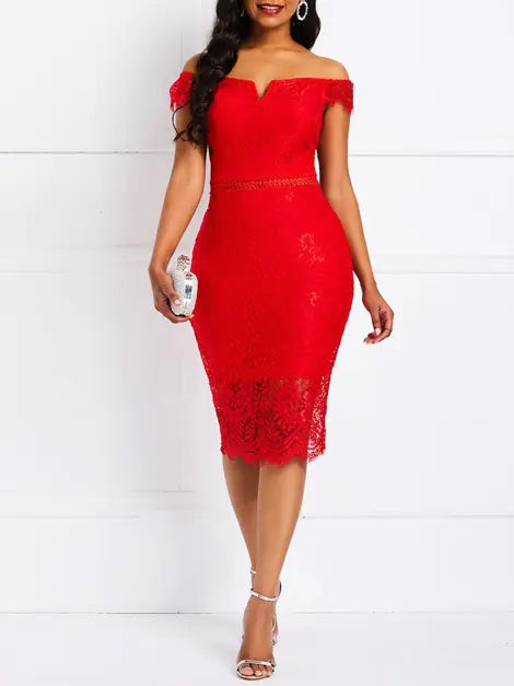 Vestido Ajustado de Encaje