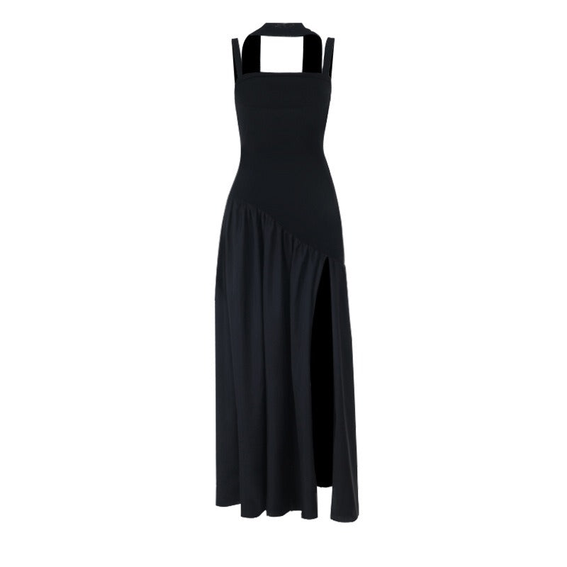 Vestido Elegante Ajustado con Cinta y Abertura