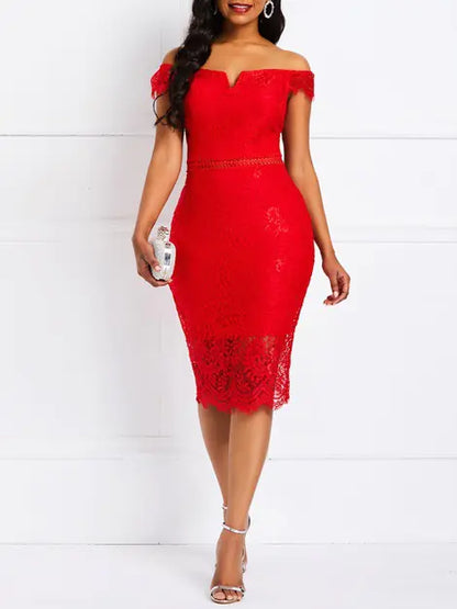 Vestido Ajustado de Encaje